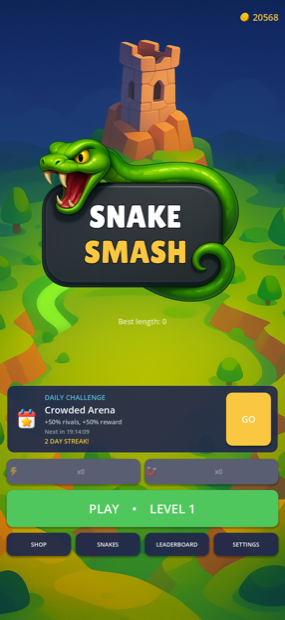 Snake Smash menu