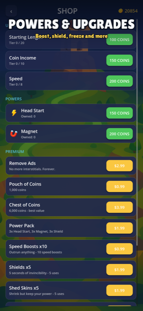 Powers and upgrades